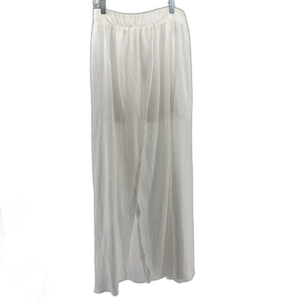 Lulus Sheer White Faux Wrap Lined Skirt Size M